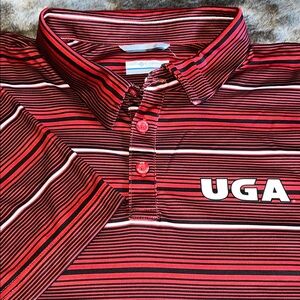 Columbia Georgia Bulldogs Shirt Mens XL Omni-Shade PFG  Polo UPF Striped NWT $65